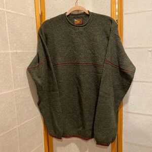 VTG ALPS Apparel for Men Crew Neck Textured Wool Blend Sweater Size M Green